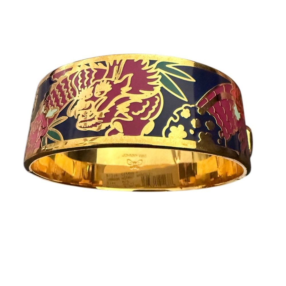 NWT Johnny Was Dragon Hinged Gold Tone Hinged Bangle Bracelet - Picture 5 of 11
